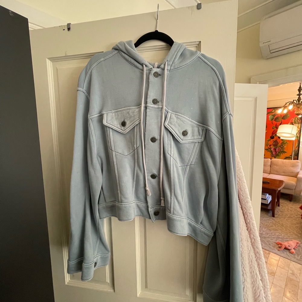 Free People Dreamers Hopded Jacket in Light Blue